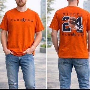 Miguel Cabrera 24 Graphic T-Shirt Orange Delta Size M MLB Baseball Tee